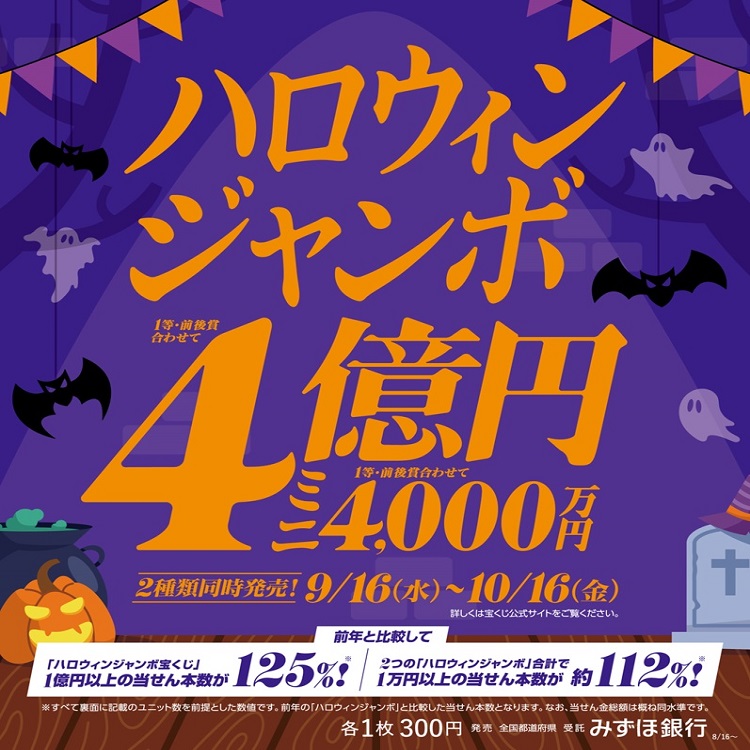 「ハロウィンジャンボ宝くじ」発売